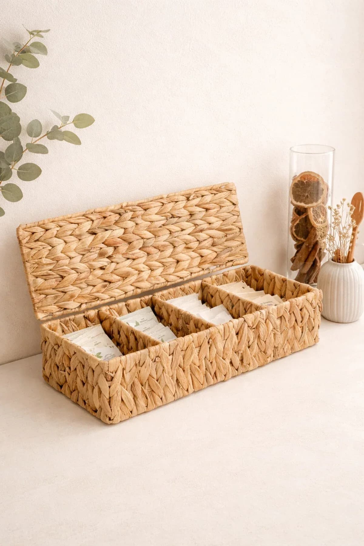 woven natural-fiber organizer box
