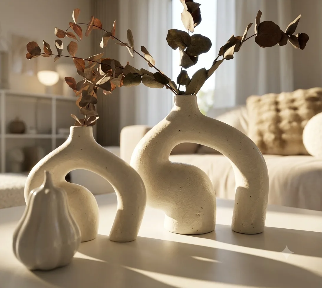 Boho Sculptural Ceramic Vase Set (Set of 2)