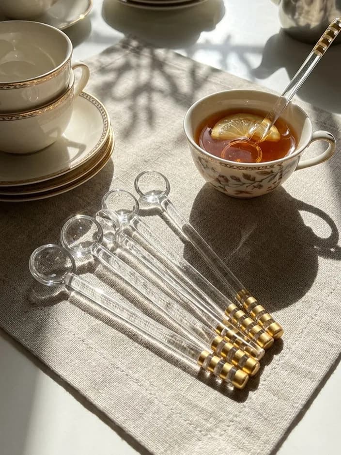 Golden Accent Glass Stirring Spoons